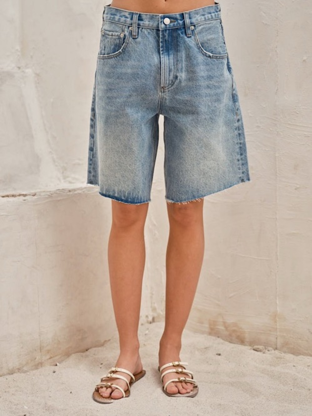 Relaxed Light Blue Denim Bermuda Shorts